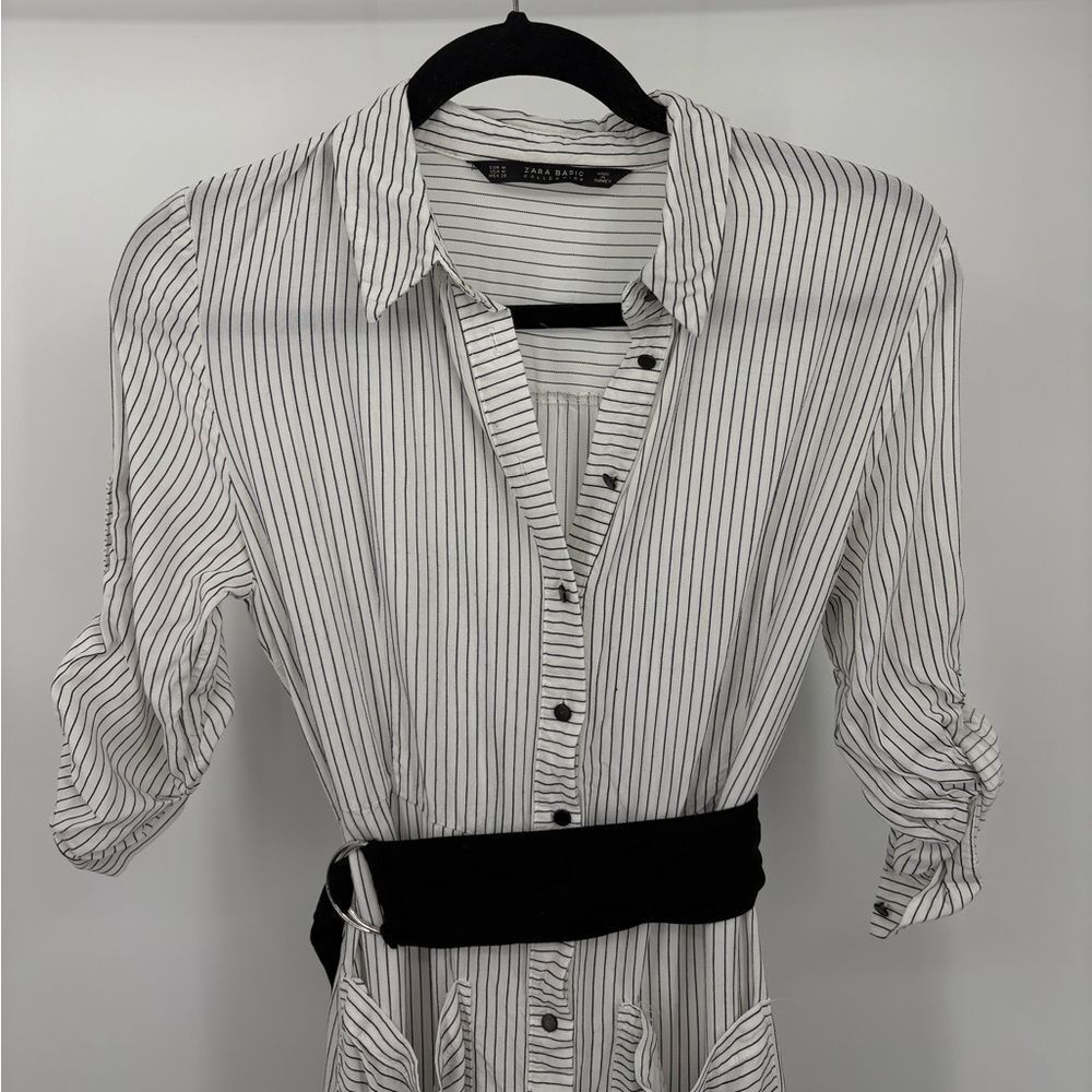 Zara Basic Collection Button Front Side Slit Stri… - image 3